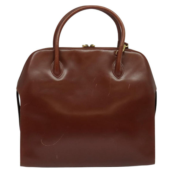 Salvatore Ferragamo Gancini Hand Bag Leather 2way Brown Gold Auth 140342