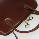 Salvatore Ferragamo Gancini Hand Bag Leather 2way Brown Gold Auth 140342-6