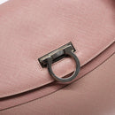 Salvatore Ferragamo Gancini Hand Bag Leather Pink Silver Auth 140343-18