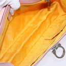 Salvatore Ferragamo Gancini Hand Bag Leather Pink Silver Auth 140343-11