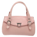 Salvatore Ferragamo Gancini Hand Bag Leather Pink Silver Auth 140343-13