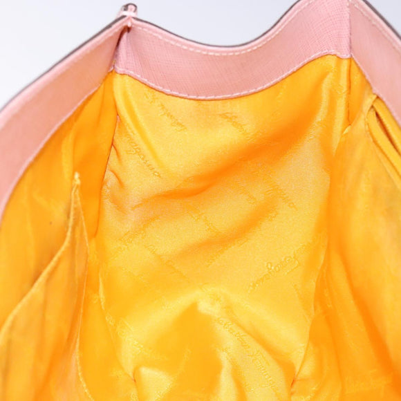 Salvatore Ferragamo Gancini Hand Bag Leather Pink Silver Auth 140343