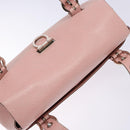Salvatore Ferragamo Gancini Hand Bag Leather Pink Silver Auth 140343-6