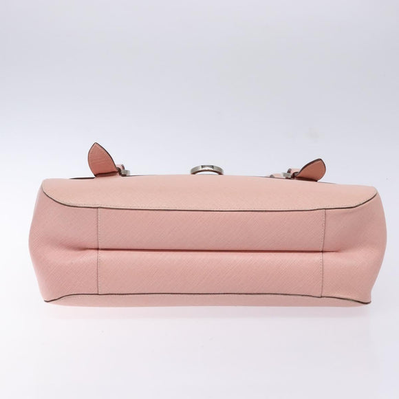 Salvatore Ferragamo Gancini Hand Bag Leather Pink Silver Auth 140343