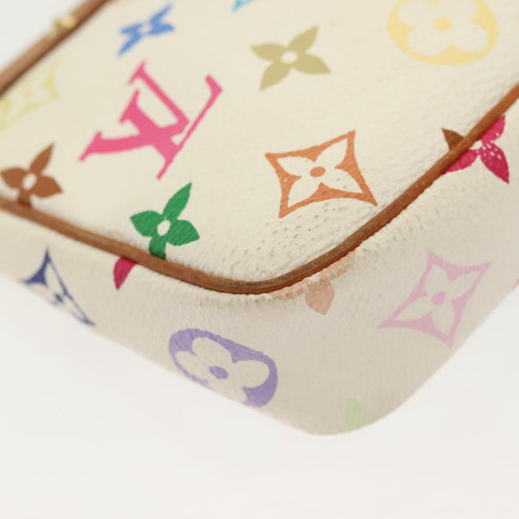 LOUIS VUITTON Monogram Multicolor Pochette Pouch White M92649 LV Auth 140354