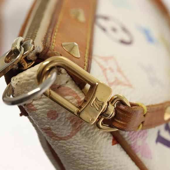 LOUIS VUITTON Monogram Multicolor Pochette Pouch White M92649 LV Auth 140354