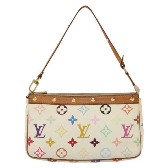 LOUIS VUITTON Monogram Multicolor Pochette Pouch White M92649 LV Auth 140354