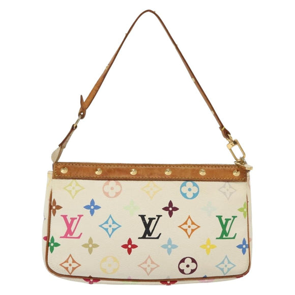 LOUIS VUITTON Monogram Multicolor Pochette Pouch White M92649 LV Auth 140354