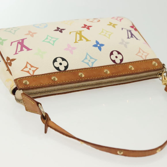 LOUIS VUITTON Monogram Multicolor Pochette Pouch White M92649 LV Auth 140354