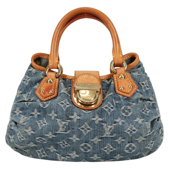 LOUIS VUITTON Monogram denim Preity Hand Bag Blue M95020 LV Auth 140355V