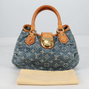 LOUIS VUITTON Monogram denim Preity Hand Bag Blue M95020 LV Auth 140355V-12