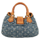 LOUIS VUITTON Monogram denim Preity Hand Bag Blue M95020 LV Auth 140355V-3