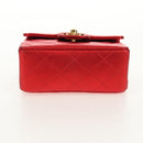 CHANEL Matelasse Top Handle Hand Bag Leather Red Gold CC Auth 140357M-6