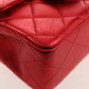 CHANEL Matelasse Top Handle Hand Bag Leather Red Gold CC Auth 140357M-15