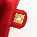 CHANEL Matelasse Top Handle Hand Bag Leather Red Gold CC Auth 140357M-9