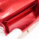 CHANEL Matelasse Top Handle Hand Bag Leather Red Gold CC Auth 140357M-10