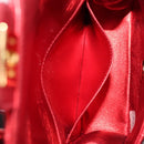 CHANEL Matelasse Top Handle Hand Bag Leather Red Gold CC Auth 140357M-24