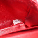 CHANEL Matelasse Top Handle Hand Bag Leather Red Gold CC Auth 140357M-11