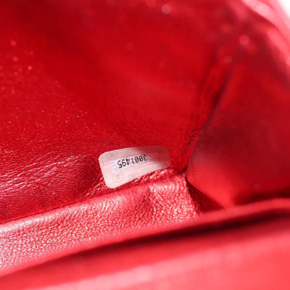 CHANEL Matelasse Top Handle Hand Bag Leather Red Gold CC Auth 140357M