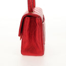 CHANEL Matelasse Top Handle Hand Bag Leather Red Gold CC Auth 140357M-4