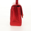 CHANEL Matelasse Top Handle Hand Bag Leather Red Gold CC Auth 140357SM-5