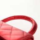 CHANEL Matelasse Top Handle Hand Bag Leather Red Gold CC Auth 140357M-14