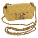 CHANEL Chain Matelasse Shoulder Bag Leather Yellow Gold CC Auth 140358M-1