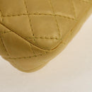 CHANEL Chain Matelasse Shoulder Bag Leather Yellow Gold CC Auth 140358M-17