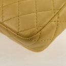 CHANEL Chain Matelasse Shoulder Bag Leather Yellow Gold CC Auth 140358M-18