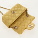 CHANEL Chain Matelasse Shoulder Bag Leather Yellow Gold CC Auth 140358M-20