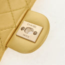 CHANEL Chain Matelasse Shoulder Bag Leather Yellow Gold CC Auth 140358M-21