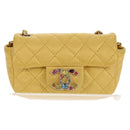 CHANEL Chain Matelasse Shoulder Bag Leather Yellow Gold CC Auth 140358M-13