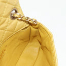 CHANEL Chain Matelasse Shoulder Bag Leather Yellow Gold CC Auth 140358M-23