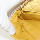 CHANEL Chain Matelasse Shoulder Bag Leather Yellow Gold CC Auth 140358M-24