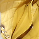 CHANEL Chain Matelasse Shoulder Bag Leather Yellow Gold CC Auth 140358M-25