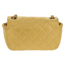 CHANEL Chain Matelasse Shoulder Bag Leather Yellow Gold CC Auth 140358M-2