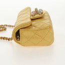 CHANEL Chain Matelasse Shoulder Bag Leather Yellow Gold CC Auth 140358M-3