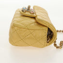 CHANEL Chain Matelasse Shoulder Bag Leather Yellow Gold CC Auth 140358M-4