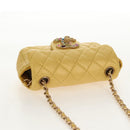 CHANEL Chain Matelasse Shoulder Bag Leather Yellow Gold CC Auth 140358M-6