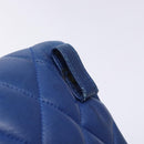 CHANEL Matelasse Pouch Lamb Skin Blue Gold CC Auth 140359-8