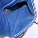 CHANEL Matelasse Pouch Lamb Skin Blue Gold CC Auth 140359-12