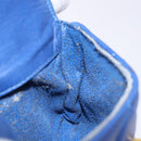 CHANEL Matelasse Pouch Lamb Skin Blue Gold CC Auth 140359-17