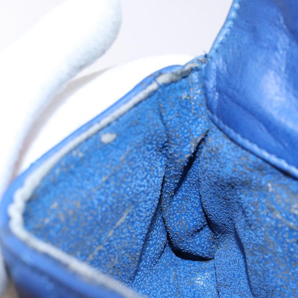 CHANEL Matelasse Pouch Lamb Skin Blue Gold CC Auth 140359