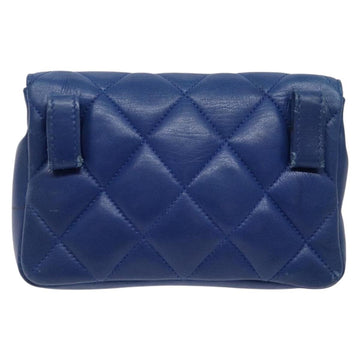 CHANEL Matelasse Pouch Lamb Skin Blue Gold CC Auth 140359 - 0