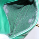 CHANEL Matelasse Pouch Lamb Skin Green Gold CC Auth 140360-11