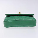 CHANEL Matelasse Pouch Lamb Skin Green Gold CC Auth 140360-6