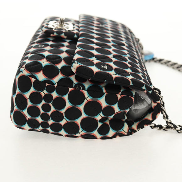 CHANEL Matelasse Chain Shoulder Bag Nylon Black Silver CC Auth 140364M