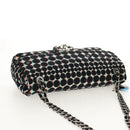 CHANEL Matelasse Chain Shoulder Bag Nylon Black Silver CC Auth 140364M-6