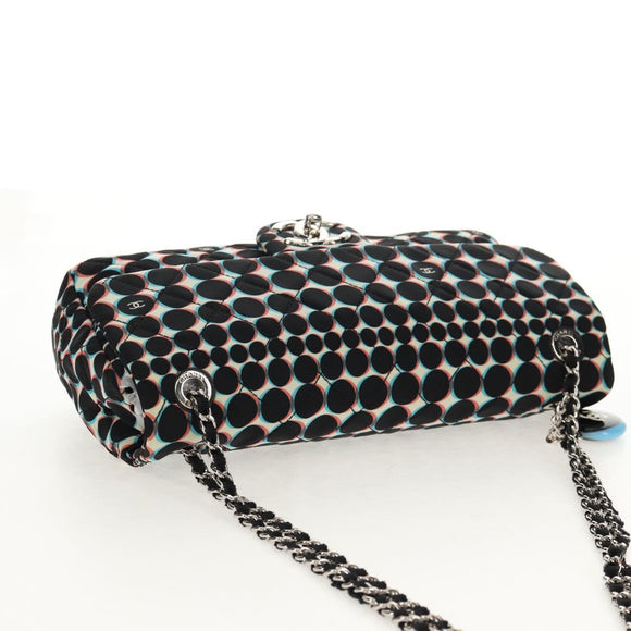 CHANEL Matelasse Chain Shoulder Bag Nylon Black Silver CC Auth 140364M