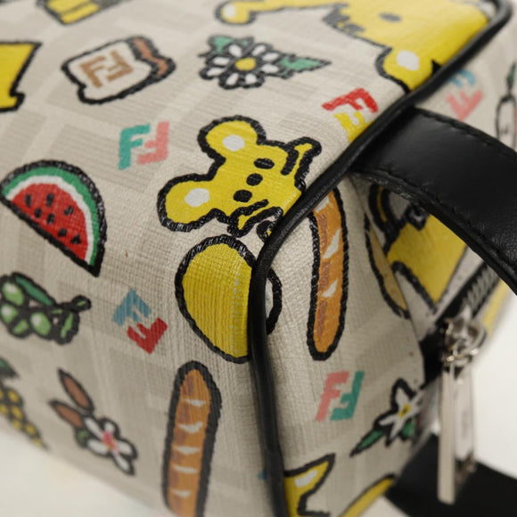 FENDI Zucca Canvas Pouch White Silver Auth 140366M